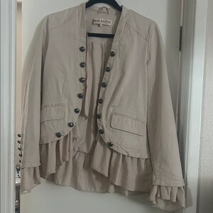 Free People Beige Ruffled Blazer